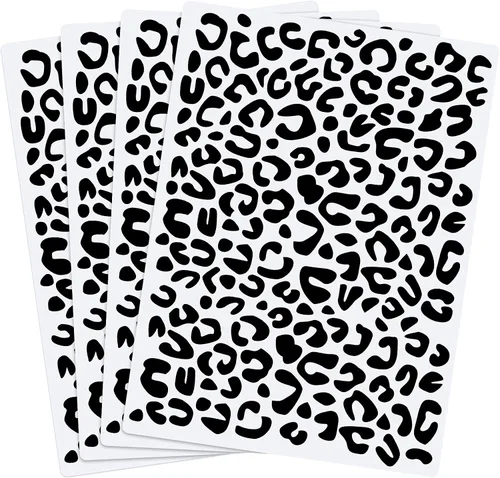 Miniatura 8 de Zonon 4 plantillas de piel de leopardo reutilizables con diseño de guepardo para álbumes de recortes, dibujo, dibujo, bricolaje, pasteles, muebles