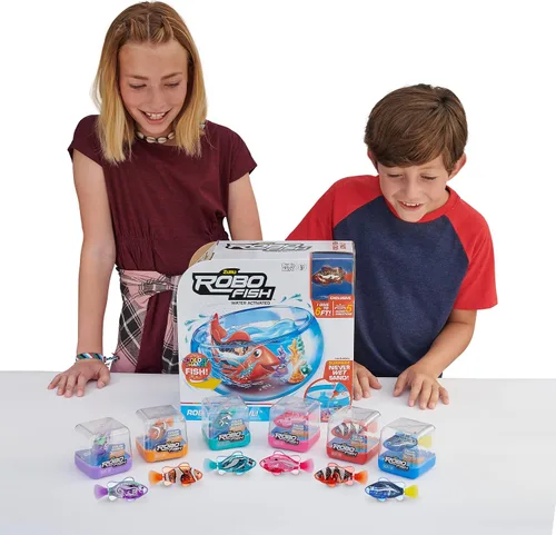 Miniatura 7 de Robo Alive Pez Robótico Robo Fish Peces Robóticos Nadadores (Azul + Rojo Paquete de 2) por ZURU Activado por Agua, Cambia de Color, Viene