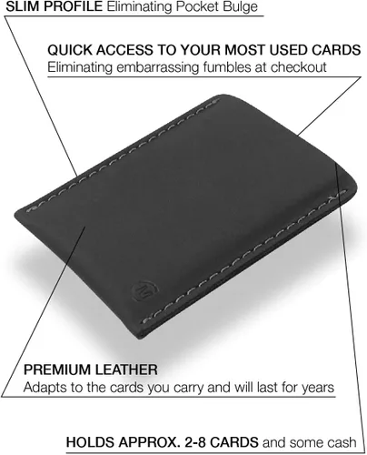 Miniatura 3 de Modern Carry - Funda delgada de cuero para tarjetas de crédito, Funda para tarjeta Gris Medianoche, Moderno