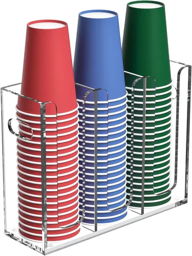 Miniatura 7 de Dispensador de Vasos de Café Desechables con Asas, Montaje en Encimera o Pared, Soporte para Vasos de Bebidas Calientes/Frías y Tapas - Organizador