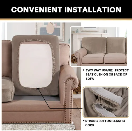 Miniatura 5 de PrinceDeco Funda de cojín de terciopelo suave y elástica para silla, sofá biplaza o sofá, protector de muebles, cojín de asiento