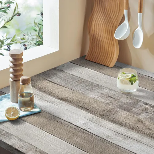Miniatura 2 de LXCREAT Papel de contacto de bloque de carnicero de madera sintética, papel tapiz Shiplap para despegar y pegar, tablones de madera para paredes