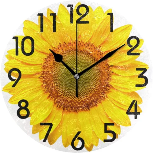 Miniatura 23 de Spring Hummingbird - Reloj de pared redondo con estampado de flores, 9.5 pulgadas, funciona con pilas, reloj de escritorio analógico silencioso