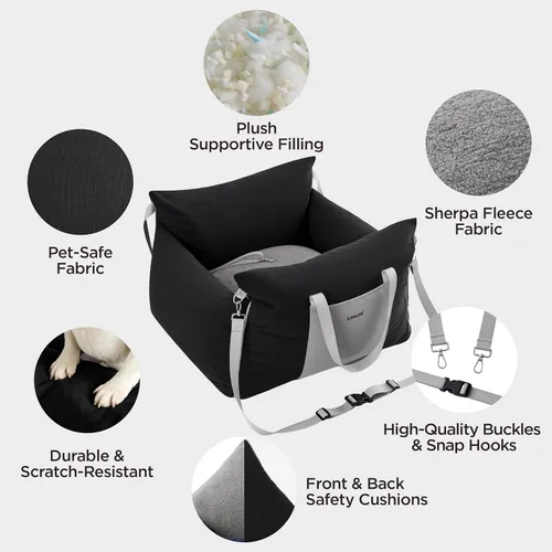 Miniatura 4 de Lesure Asiento de Coche Elevador para Perros Pequeños - Asiento de Coche Impermeable para Perros con Bolsillos de Almacenamiento, Correa