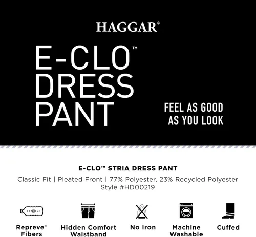 Miniatura 4 de Haggar E-CLO Repreve Stria Pleat Front - Pantalón de vestir para hombre