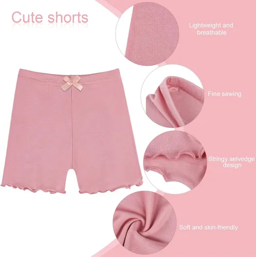 Miniatura 3 de Ruisita Paquete de 6 pantalones cortos con volantes para niños pequeños y niñas, pantalones cortos de bicicleta con ruedas, pantalones cortos