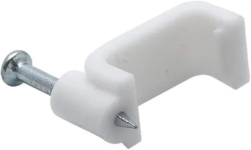 Miniatura 4 de 100pcs 0.551 in Flat Ethernet Cable Cable Clips Solo Cable Coaxial Abrazaderas con Clavo para Gestión de Cables (Blanco)