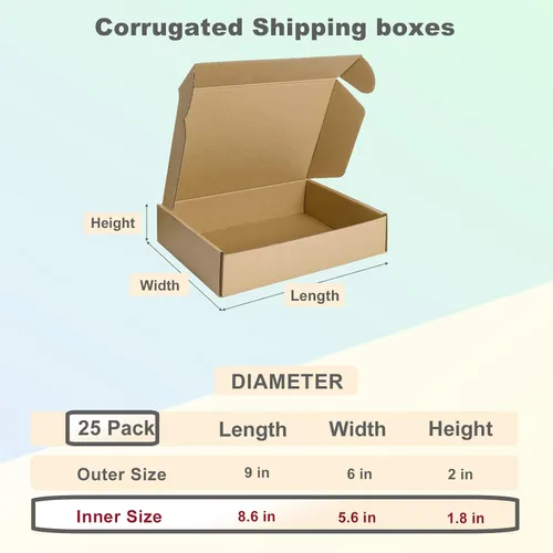 Miniatura 2 de MEBRUDY - Cajas para envío de 9 x 6 x 2 pulgadas, paquete de 25 unidades, caja pequeña de cartón corrugado para envío de literatura por correo Marrón