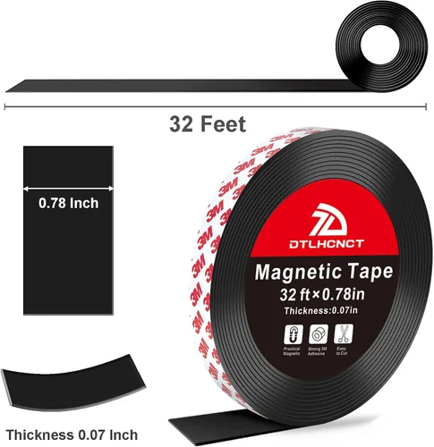 Miniatura 7 de DTLHCNCT Cinta Magnética - Rollo de Cinta de Tira Magnética de 32 pies x 0.78 pulgadas con Fuerte Respaldo Adhesivo para Cocina, Oficina
