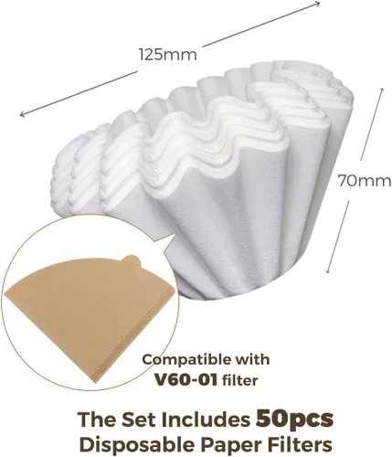 Miniatura 7 de AGOGO Cafetera portátil de goteo V60 - Juego fácil de limpieza compacto gotero de acero inoxidable 304 para acampar y 50 filtros de papel y paño