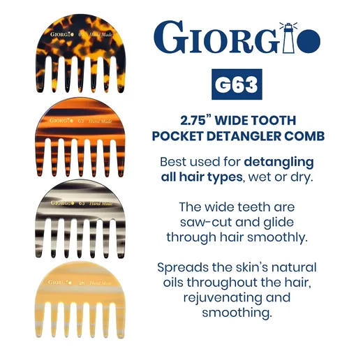 Miniatura 2 de Giorgio G63 - Peine desenredante de dientes anchos, peine de bolsillo y viaje para cabello grueso, desenredante de cabello para el cuidado diario