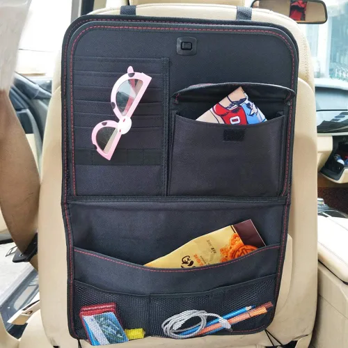 Miniatura 7 de Organizador de asiento trasero de automóvil de tela Oxford con bandeja plegable para usar como mesa infantil y bolsa de viaje para guardar artículos