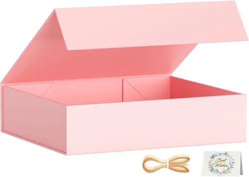 PSHVYM Cajas de regalo con tapas, 11.5 x 7.8 x 3 pulgadas, caja de regalo rosa para regalos, cierre magnético para camisetas, guantes, bufandas,