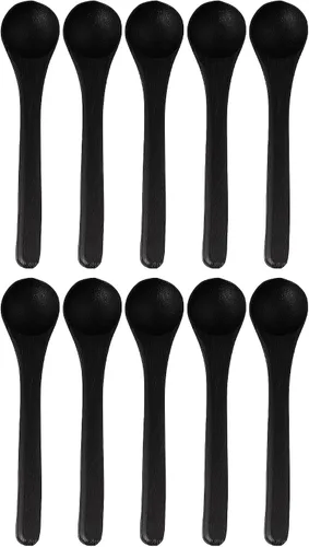 Miniatura 14 de BambooMN Cucharas de bambú para servir, mini cuchara de azúcar con sal, pequeñas cucharas de madera para especias, ovalada negra de 3.5 pulgadas, 10