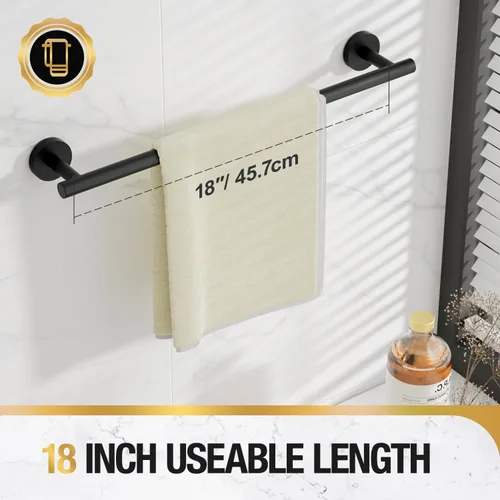 Miniatura 4 de HITSLAM Toallero negro mate de 19.8 pulgadas para baño, toallero de baño de acero inoxidable SUS304 montado en la pared, moderno soporte de toalla