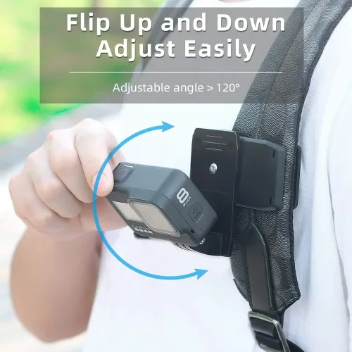 Miniatura 4 de Soporte de correa de mochila con clip rápido compatible con Gopro Hero 11/10/9/8/7/6 (2018)/5 Negro, DJI Osmo Action y más