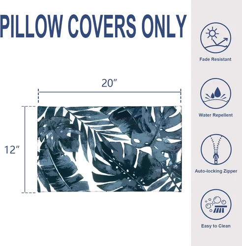 Miniatura 684 de Juego de 2 almohadas para exteriores de 16 x 16 pulgadas, repelentes al agua con interiores, para muebles de patio, hogar, jardín, geometría bohemia