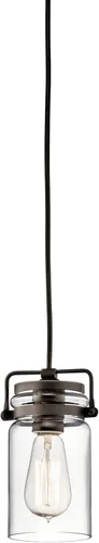 Kichler Brinley - Colgante de cocina de 7.75 pulgadas en bronce antiguo, mini colgante de granja con vidrio transparente, (7.75 pulgadas de alto x
