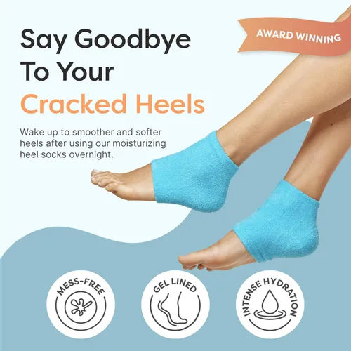Miniatura 2 de ZenToes Calcetines de talón hidratante, 2 pares de calcetines de spa con forro de gel para curar y tratar talones secos y agrietados mientras Azul