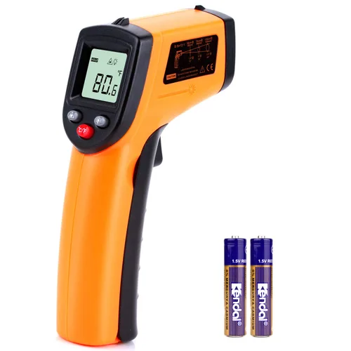 Miniatura 8 de Termómetro infrarrojo láser digital sin contacto, -58℉~ 752℉ (-58.0 °F ~ 752.0 °F) Pistola de temperatura IR de mano con emisividad ajustable