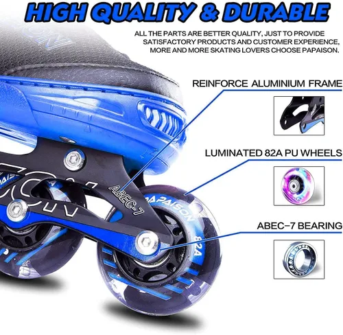 Miniatura 6 de PAPAISON Patines en línea ajustables para niños y adultos con ruedas completamente iluminadas, patines de ruedas para exteriores para niñas y niños