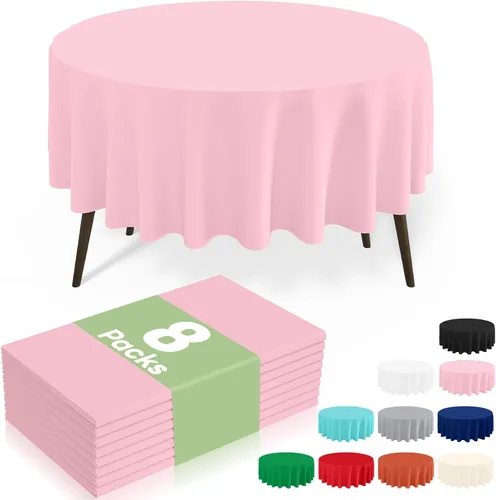 Miniatura 67 de misaya Paquete de 4 manteles desechables de plástico, mantel redondo impermeable de 84 pulgadas, a prueba de fugas y resistentes manteles Azul