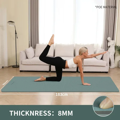 Miniatura 3 de Tapete de yoga extra grueso de 0.315 pulgadas, 72 x 28 pulgadas, tapete de ejercicio antideslizante, reversible de 2 lados de doble