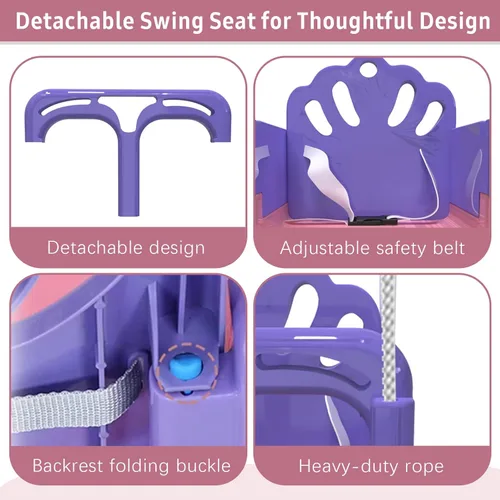 Miniatura 4 de Conjunto de columpio plegable para niños pequeños, conjunto de columpio para bebé para interiores y exteriores para el patio trasero, diseño seguro