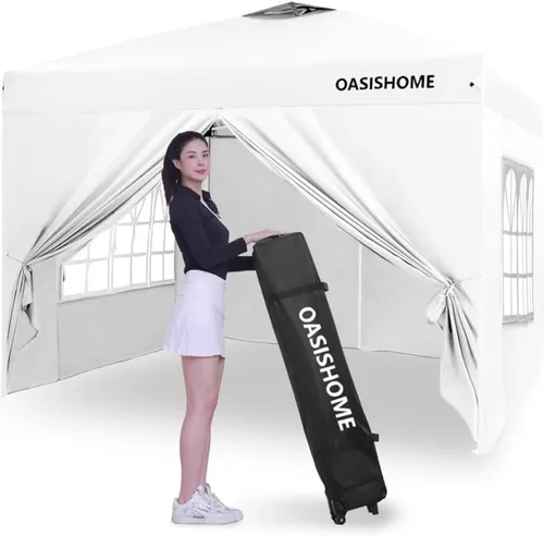 Miniatura 6 de OASISHOME Carpa emergente instantánea portátil de 10 x 10 pies, con bolsa, para patio/exteriores/fiestas de boda y eventos (color caqui, 10 x 10)
