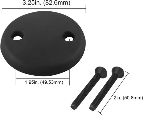 Miniatura 3 de Placa de Desborde de Desagüe de Bañera de Doble Orificio con Dos Tornillos a Juego, Fácil de Instalar, Negro Mate