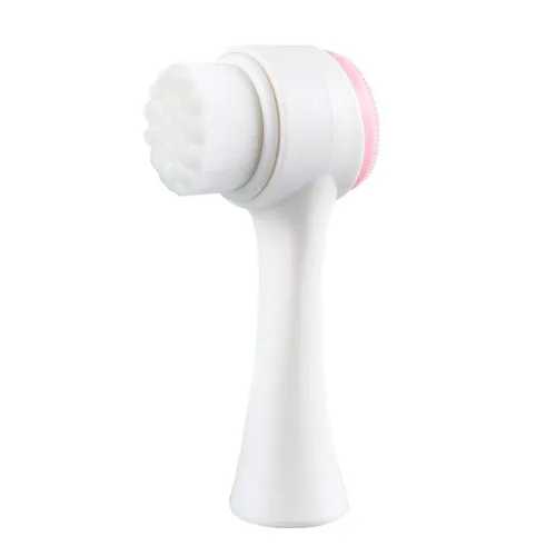 Cepillo facial de silicona vertical de soporte 3D, cepillo facial de doble cara, cepillo de limpieza facial 2 en 1, cepillo facial manual de doble