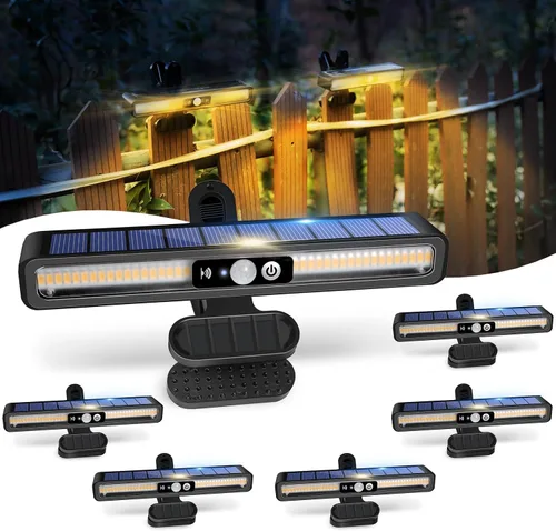 Miniatura 10 de Luces solares de movimiento con clip para exteriores, impermeables, paquete de 2 luces con sensor de movimiento para exteriores con 36 LED, 3000 K