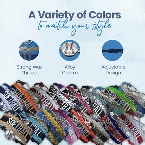 Miniatura 5 de Pulsera de infinito de softball - Joyería de sóftbol - Pulsera ajustable para jugadores de sóftbol, regalos de equipo y entrenadores