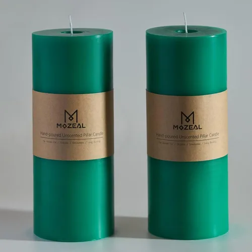 Miniatura 78 de MOZEAL Velas grandes sin perfume vertidas a mano de 3 x 8 pulgadas, sin humo, juego de 2, combustión lenta, sin goteo, aproximadamente 150 horas