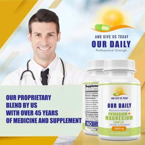 Miniatura 2 de Daily Vites, Suplemento de potasio y magnesio 1000 mg – 90 cápsulas – Potasio 500 mg y magnesio 500 mg – Aspartato de magnesio, glicinato, óxido
