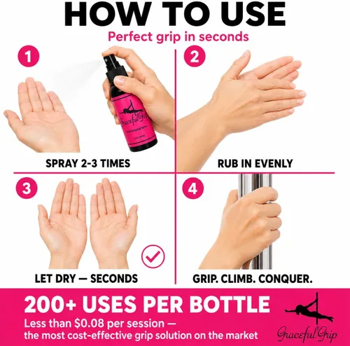 Miniatura 4 de Spray de agarre para poste: agarre de mano a base de colofonia para baile de poste, solución de agarre de poste para manos secas para entrenamiento