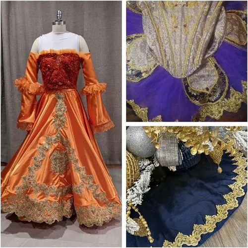 Miniatura 7 de IDONGCAI Cinta metálica de lentejuelas 3D con ribete de encaje dorado vintage para alteraciones de vestidos de novia, manualidades de cabaña