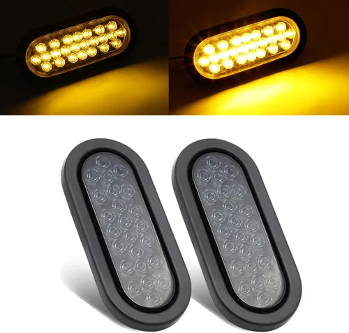 Miniatura 12 de 2 piezas de 6 pulgadas de lentes ovalados ahumados rojos, luces traseras multifunción con parada de freno con goma y enchufe para camiones