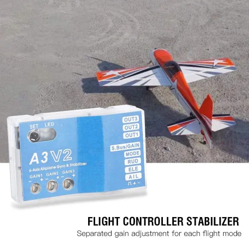 Miniatura 7 de Controlador de vuelo Estabilizador F50A 3-Axle Gyro A3 V2 Controlador de vuelo Sistema estabilizador para RC Avión de ala fija
