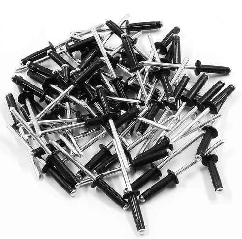 Miniatura 10 de Jiozermi 60 remaches de aluminio de tres pliegues, 5/32 pulgadas x 1 pulgada, surtido de remaches ciegos, color negro