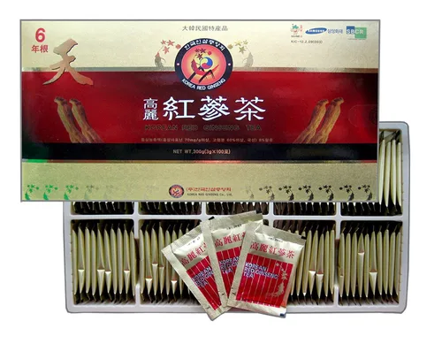 [TG153] Té instantáneo de ginseng rojo coreano - Gránulos de ginseng rojo de 6 años, 0.11 oz × 100 palitos, bebida instantánea caliente/fría, té de