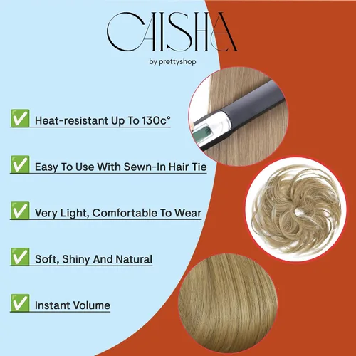 Miniatura 7 de CAISHA Prettyshop - Banda elástica grande XXL tipo postizo de cabello trenzado apenas ondulado, ideal para peinados recogidos o rodetes desaliñados