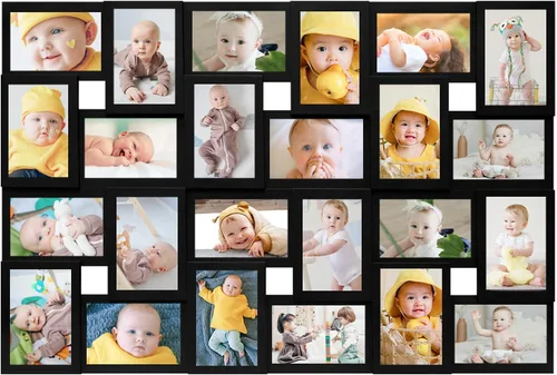 HELLO LAURA Marcos de fotos de collage de 4 x 6, marco de collage de fotos de 24 aperturas para decoración de pared, fotos multifamiliares para Negro