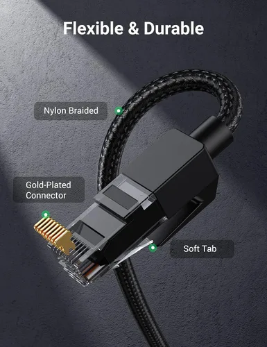Miniatura 5 de Cable UGREEN Cat 6 gigabit ethernet trenzado Cat6 de alta velocidad 1000Mbps, cable de Internet RJ45 blindado de 3 m, cable de red LAN compatible