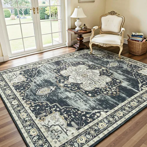 Miniatura 83 de Lofus 8x10 Alfombras de área para sala de estar, alfombra de área lavable, alfombras para dormitorio, cocina, alfombra vintage boho, alfombra suave