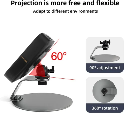 Miniatura 4 de Soporte de proyector móvil con cabezal de bola de 1.496 in inclinable ajustable, soporte de proyector de escritorio portátil para proyectores