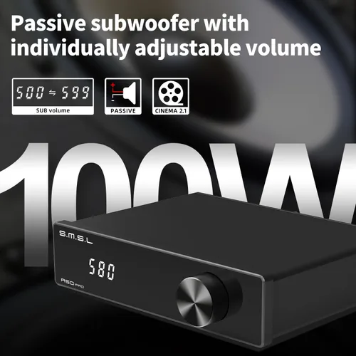 Miniatura 3 de S.M.S.L A50Pro, LPF y HPF, amplificador de audio de 2.1 canales, potencia de salida de graves de 100 W, amplificador de audio estéreo HiFi Bluetooth