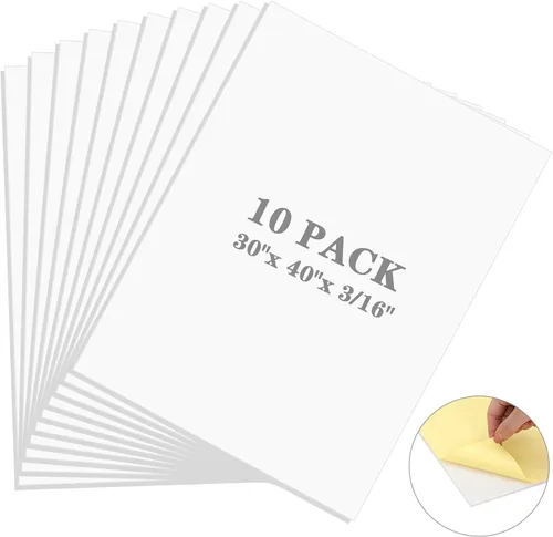 Kathfly 10 tableros de espuma autoadhesivos a granel de 40 x 30 pulgadas, tablero grande de espuma con núcleo de espuma gigante con 1 tablero Blanco