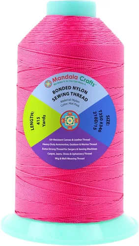 Miniatura 382 de Mandala Crafts - Hilo de nailon para coser cuero, tapicería, mezclilla y para trenzar el pelo; resistente, 1500 yardas, tamaño 69 T70 Marrón