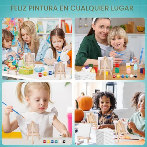 Miniatura 7 de ESRICH - Juego de 20 piezas de mini lienzo para pintar, juego de pintura acrílica en miniatura, regalos para el día de San Valentín, lienzo estirado